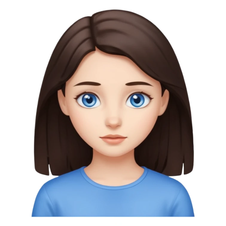 brunette girl with blue eyes, gentle and sweet expression sticker