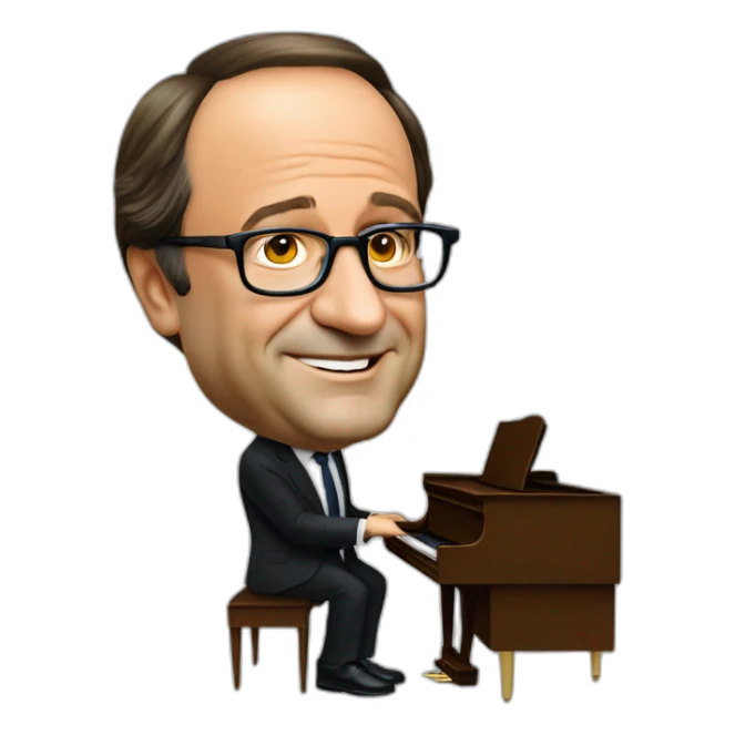 Francois Hollande debout qui fait du piano sticker