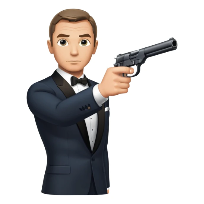 James Bond in iconic gun barrel pose, 007 agent sticker