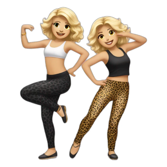 Two blond girls dancing salsa in leopard leggings sticker