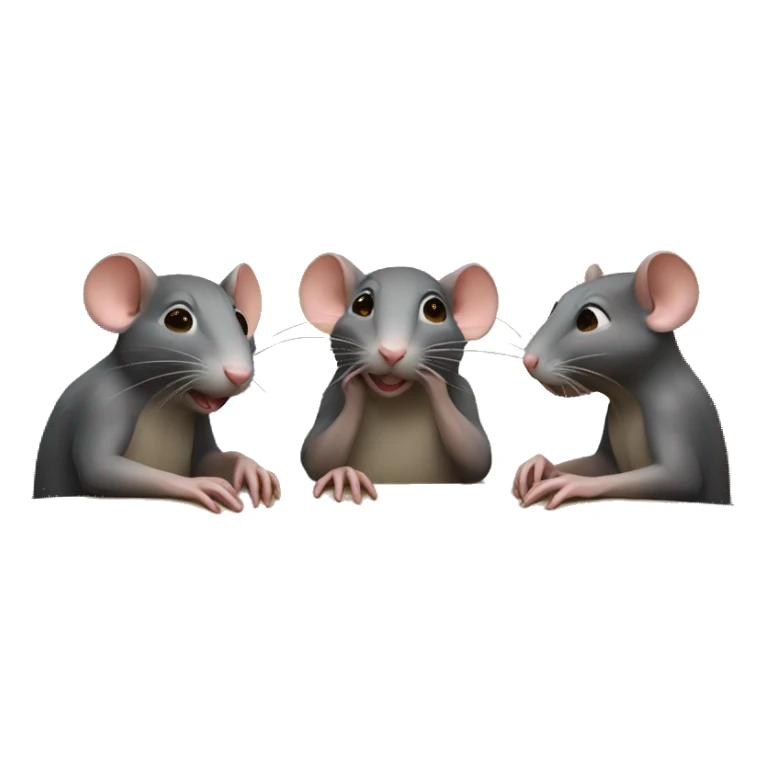 Three different color rats are sitting around a round table and whispering sticker