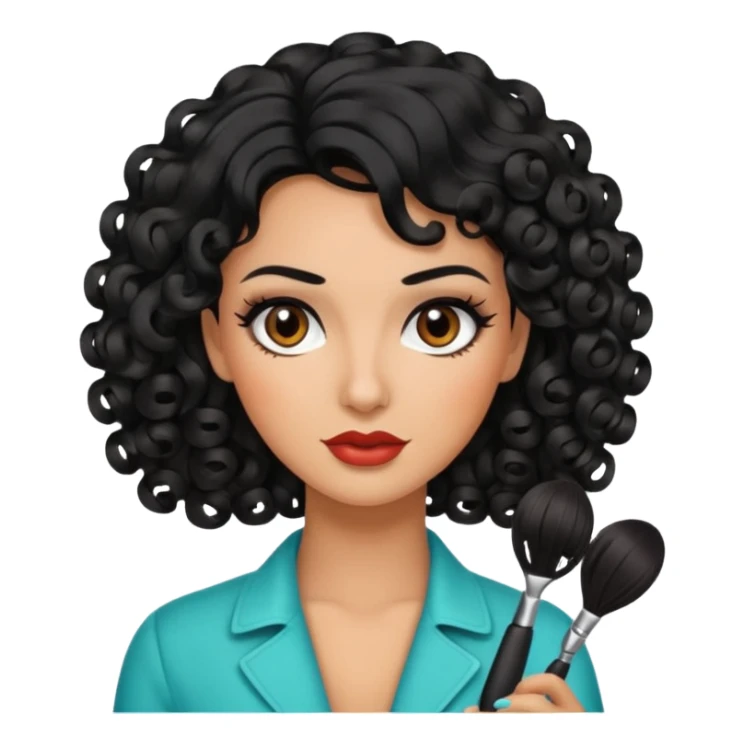 woman black hair hairdresser curls sticker