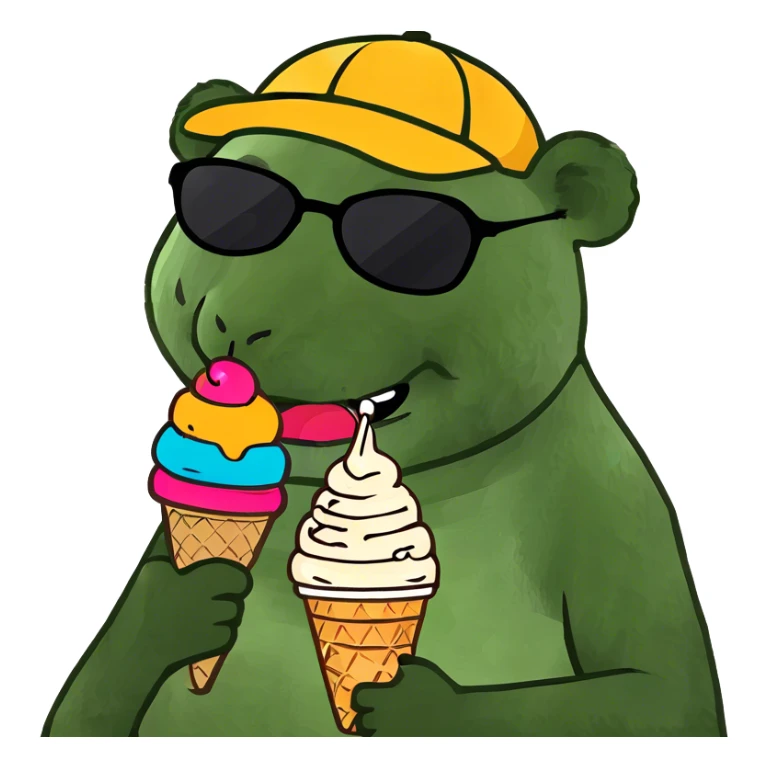 Panda eating ice cream sticker