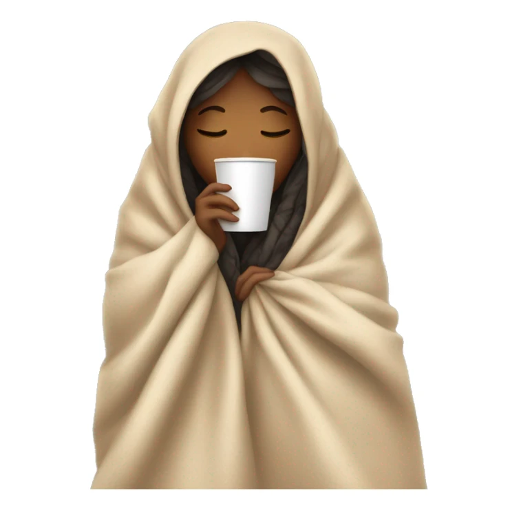 girl inside a blanket sipping coffee eyes closed sticker