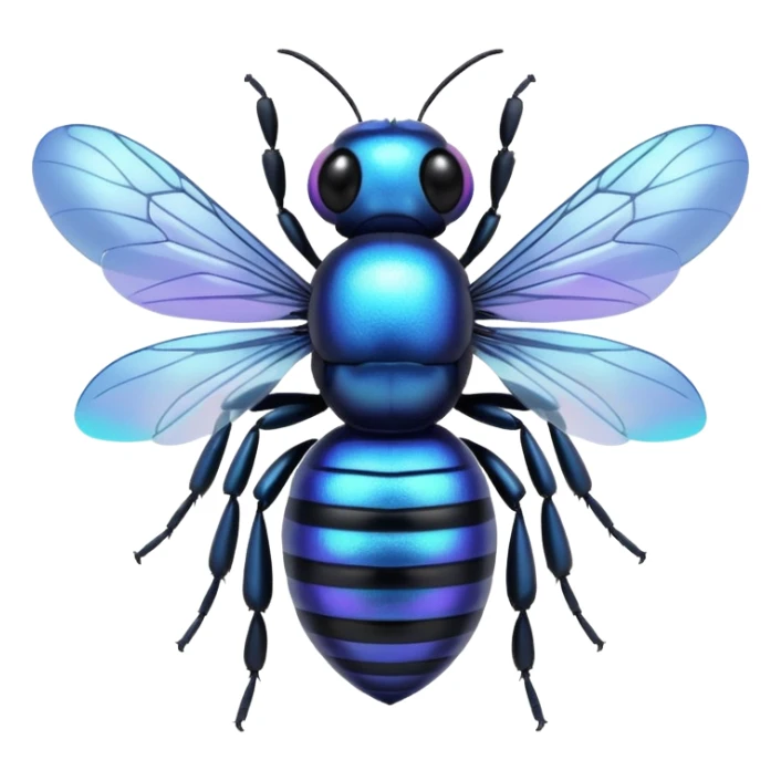 blue bee that is blue-colored sticker