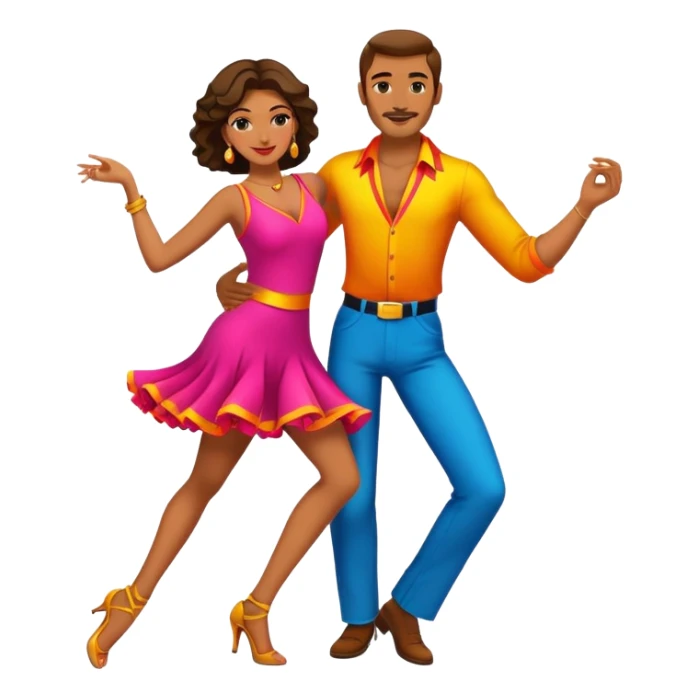 a man and a woman salsa dancing together, vibrant outfits sticker