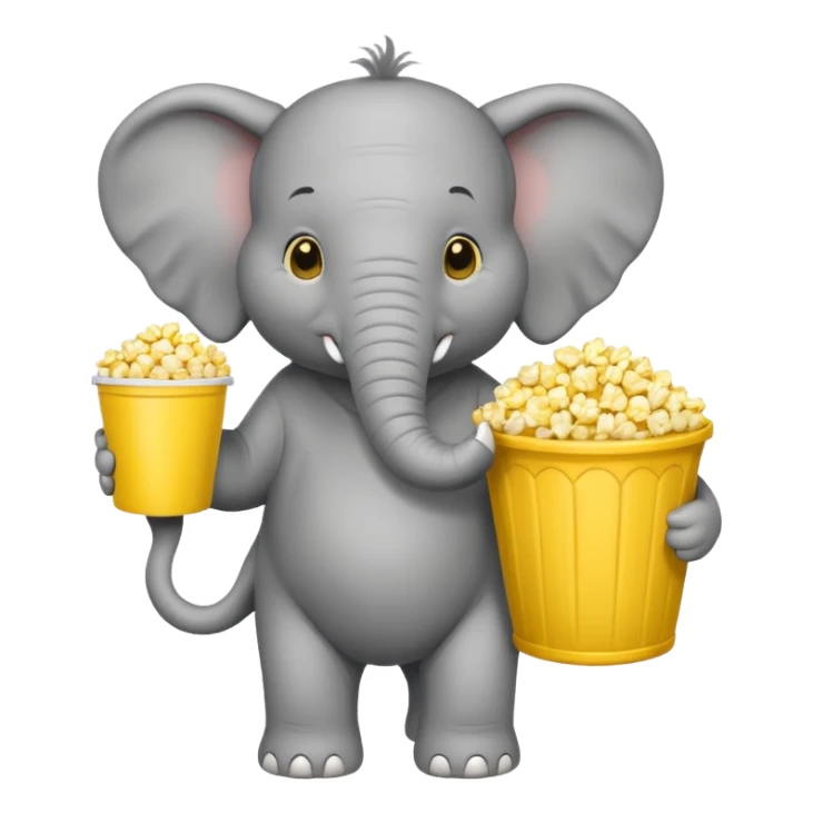 a elephant holding a bucket of popcorn sticker