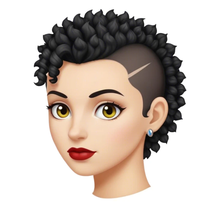 mulher branca de cabelo moicano preto enrolado sticker