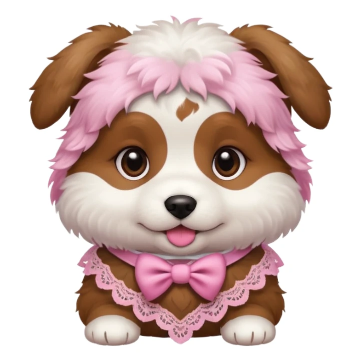puppy with a pink lace sticker