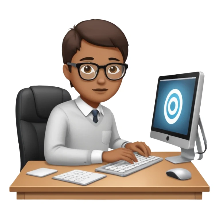 create an isometric of someone busy working on a computer, the screen should show a portal and in office environment sticker