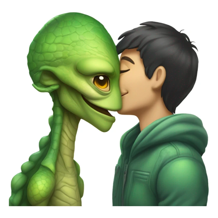 a Reptilian alien woman kissing humman man sticker