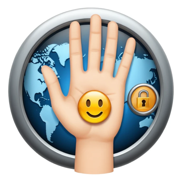 a hand waving with a VPN lock icon in the palm sticker