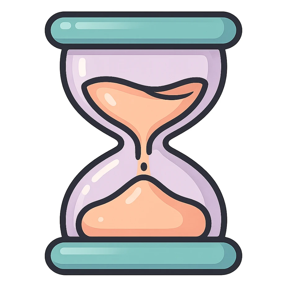 beautiful voluminous hourglass, vector look with shadows and highlights, 3D effect, detailed shading, thin clean outlines, soft rounded features, pastel palette #98B5BC #B5B3C1 #C9A3C9 #E4C0CA #F7DCD1 #F7C0AA, Japanese pop art, sticker look, highly detailed sticker