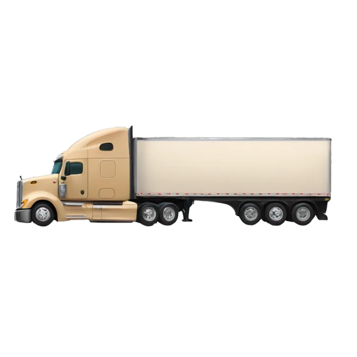 tan semi truck and trailer, side view sticker