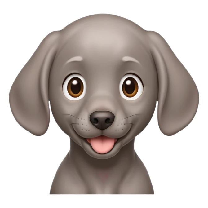 cinematic-comical-weimaraner puppy-portrait-emoji,-head-tilted-dramatically-with-an-exaggeratedly-amused-expression,-featuring-a-vibrant-grey-fur-with-a-lively-sheen,-wide,-expressive-brown-eyes-filled-with-playful-disbelief sticker