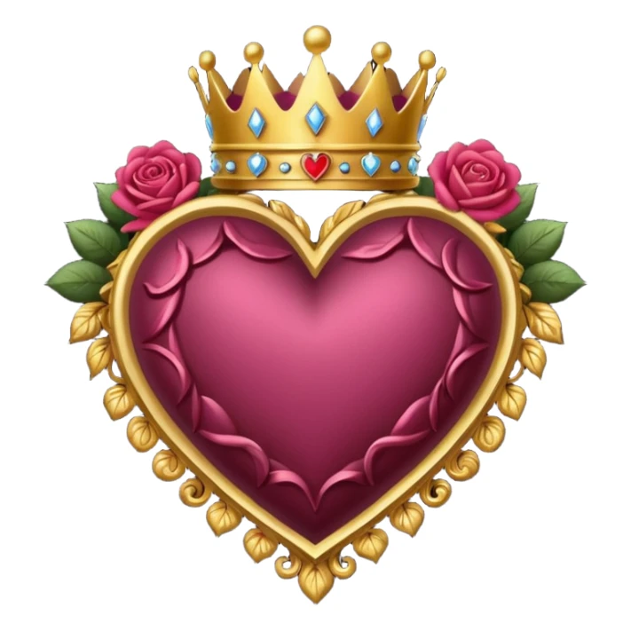 heart with a dark rose and crown sticker