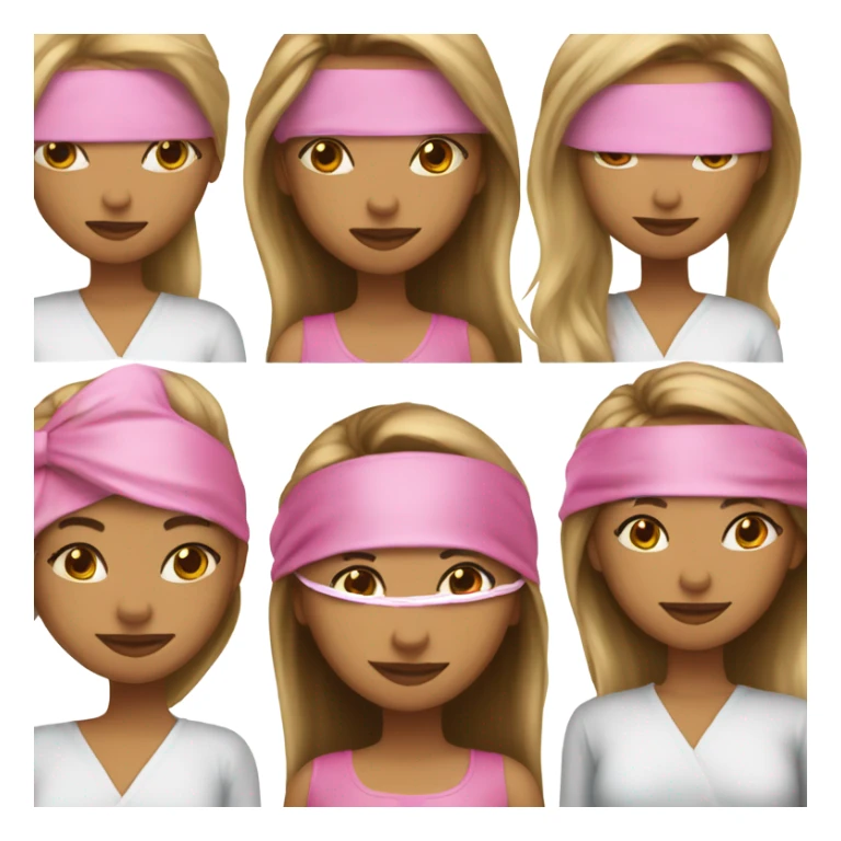 Medium skin girl  long straight hair Pink satin sleep mask sticker