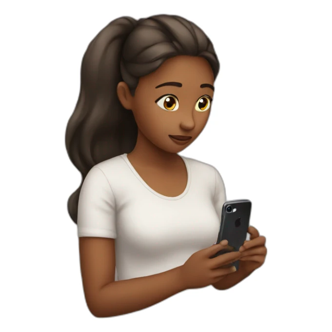 a girl watching her iphone sticker