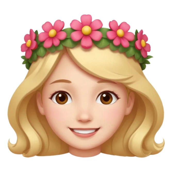 A girl with a flower-shaped crown smiling gently.

























 sticker