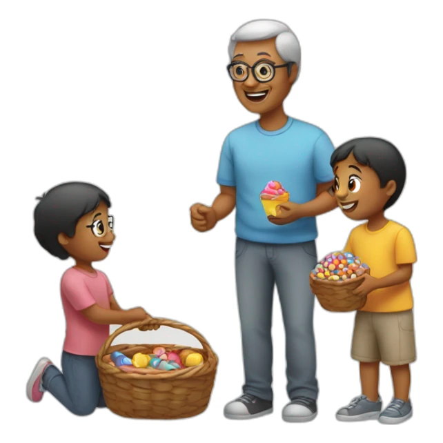 person giving candy to their grandchildren sticker