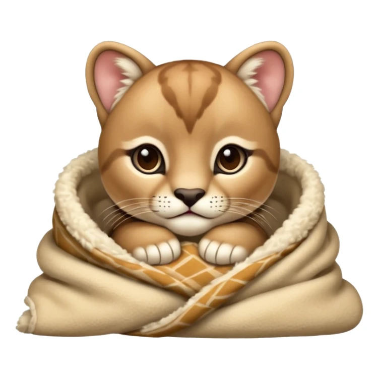 Cozy puma cougar cub in blanket sticker