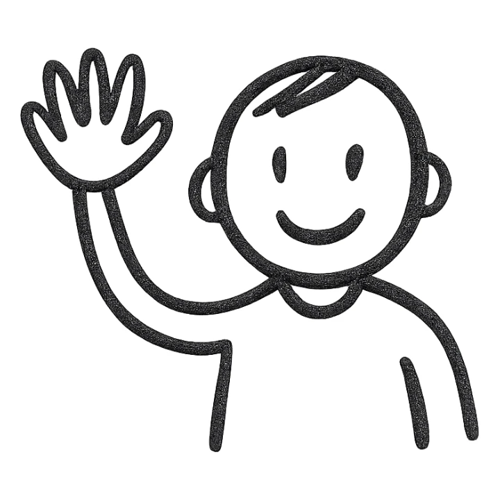 a person waving, hand drawn style sticker