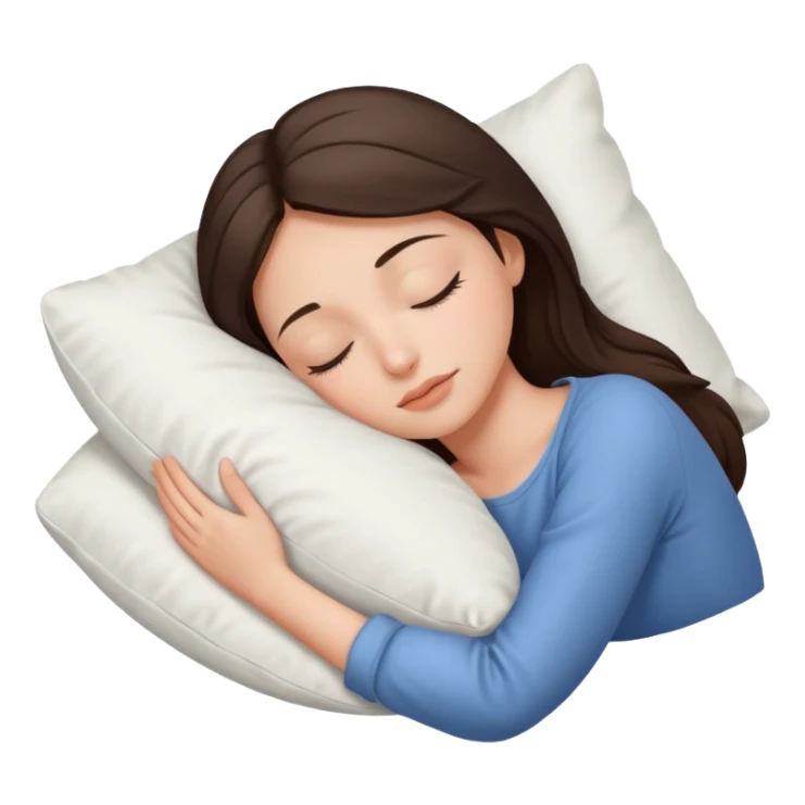 a beautiful brunette girl sleeping with a white pillow  sticker