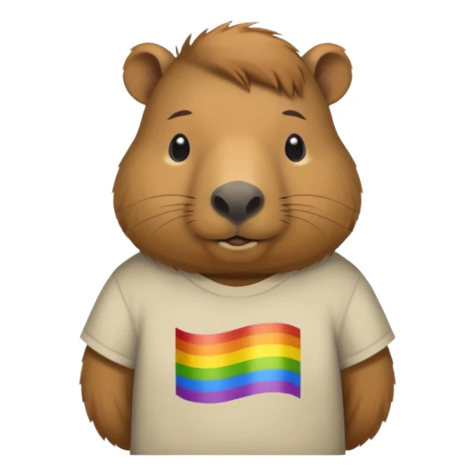 Capybara wearing a shirt that says GAY sticker