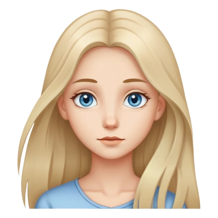 Defined Girl with long thin mid-toned hair, sky eyes sticker