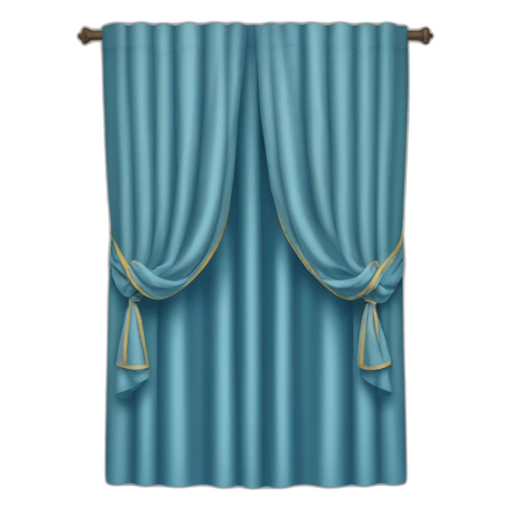 unopened blue curtains tied with a band in the middle sticker