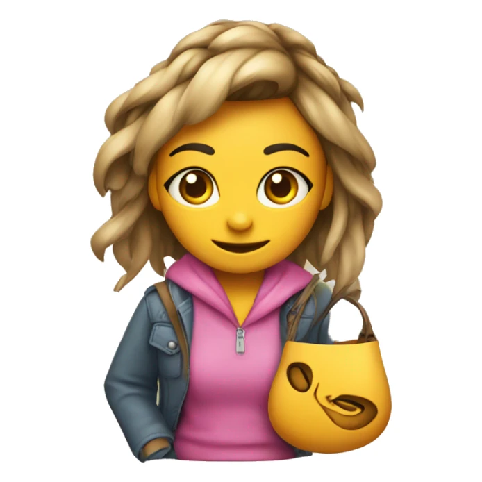 CHICA COLORADA CON BOLSA DE TELA COLGANDO sticker