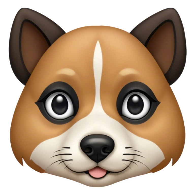 Dog face with black, white and tan with black on top, around eyes and down side of nose then tan eyebrows and white on the rest of the nose and a small triangular strip up between the eyes. Pointy black eyes. Shepard and husky like sticker