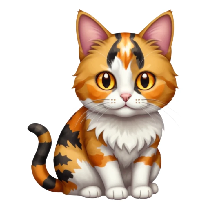 full body colourful light patched calico tabby cat with hazel eyes sticker