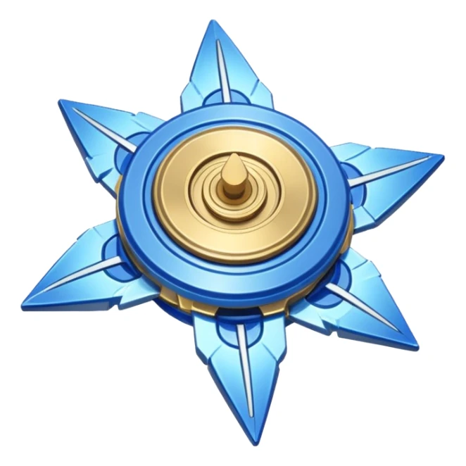 A blue Beyblade with 3 pointed blades like Victory Valtryek sticker