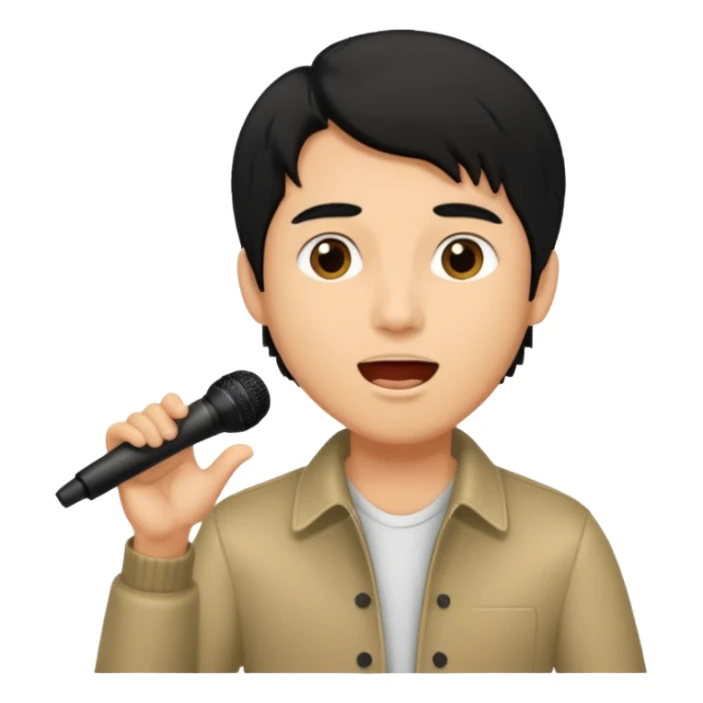 light black hair man singing sticker