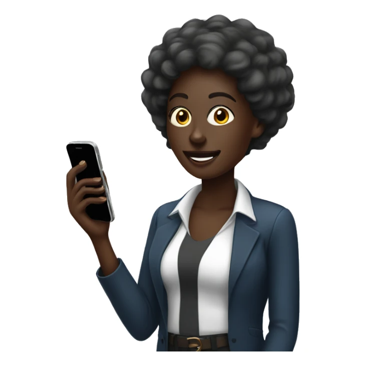 dark skinned woman onmobile phone call. enjoying the process sticker
