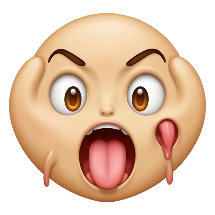 Emoji choking themselves with tounge out sticker