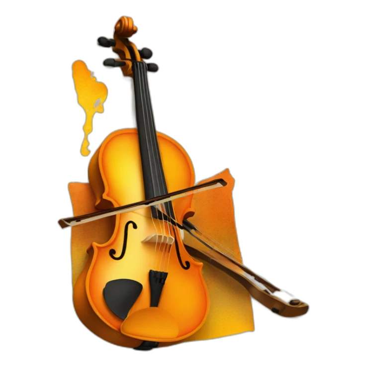 orange and yellow painting with a violin in the middle sticker