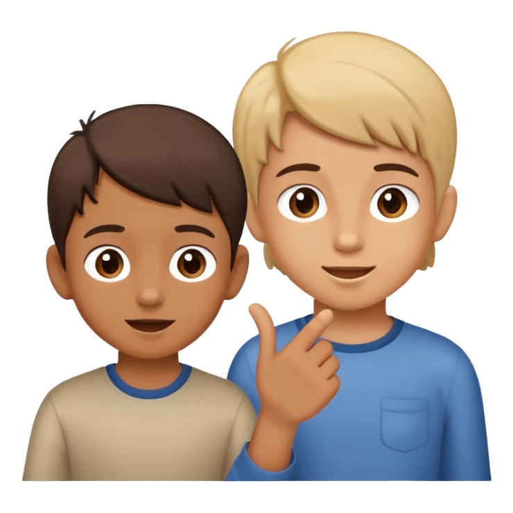 two children, one talking and one listening, friendly and expressive sticker