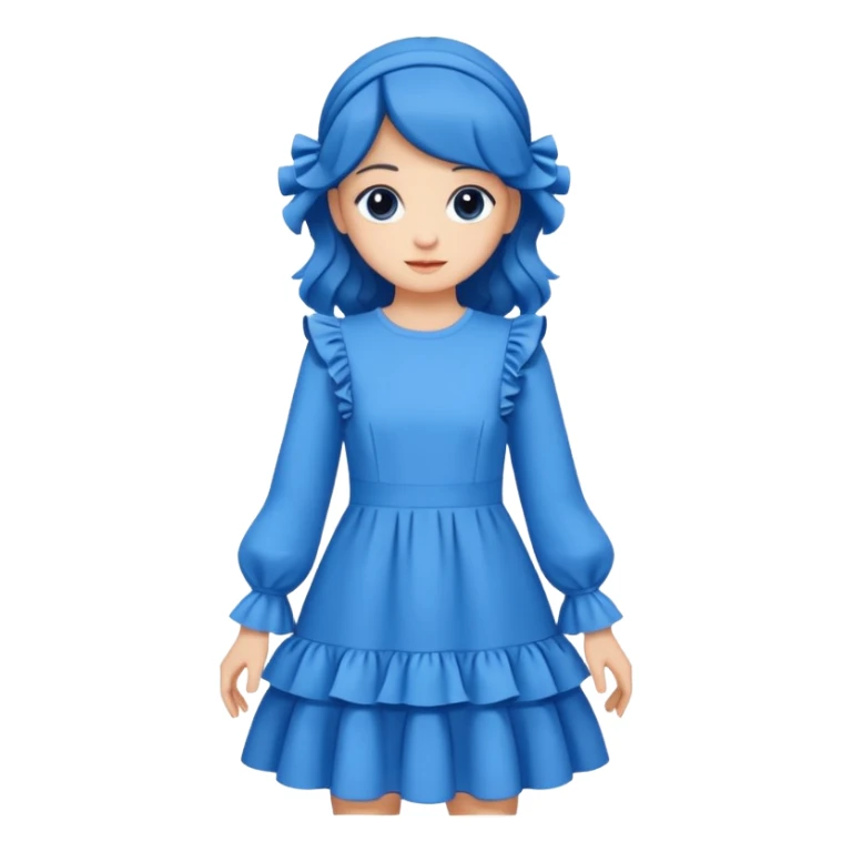 long sleeve blue dress with ruffles sticker