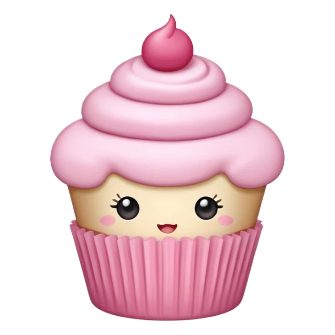 **“Kawaii pembe cupcake, üstünde fiyonk, pastel tonlar, sticker