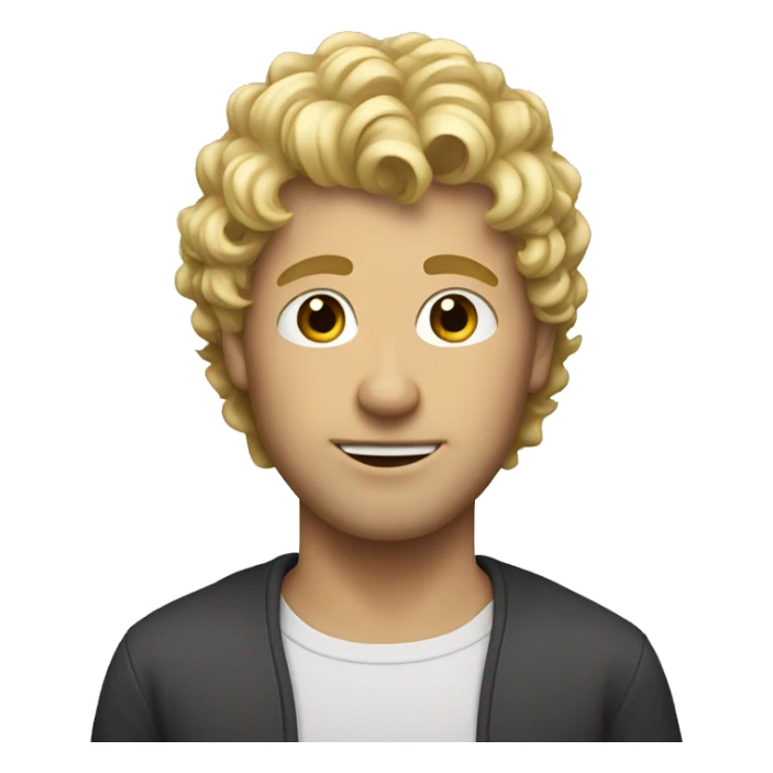 blonde adult guy with taper cut, curly front sticker