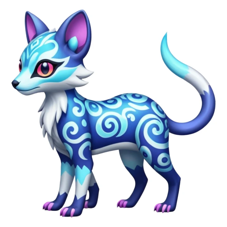 Icy floral shiny colorful neon bright vibrant patterned Genet-Absol-Zeraora-Primagen-fusion-creature  sticker