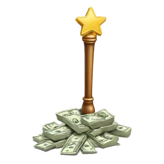 a magician's wand pointing to a pile of money sticker