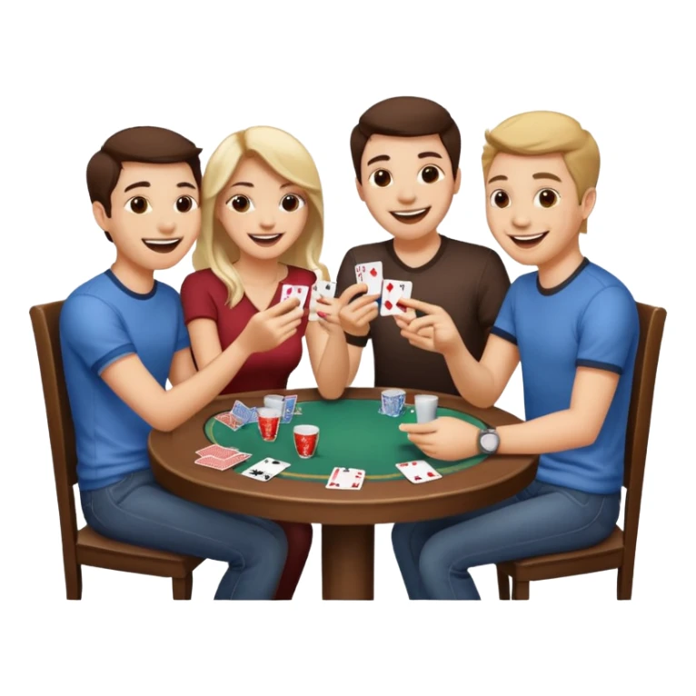 friends gathered around a table, taking shots and playing cards sticker