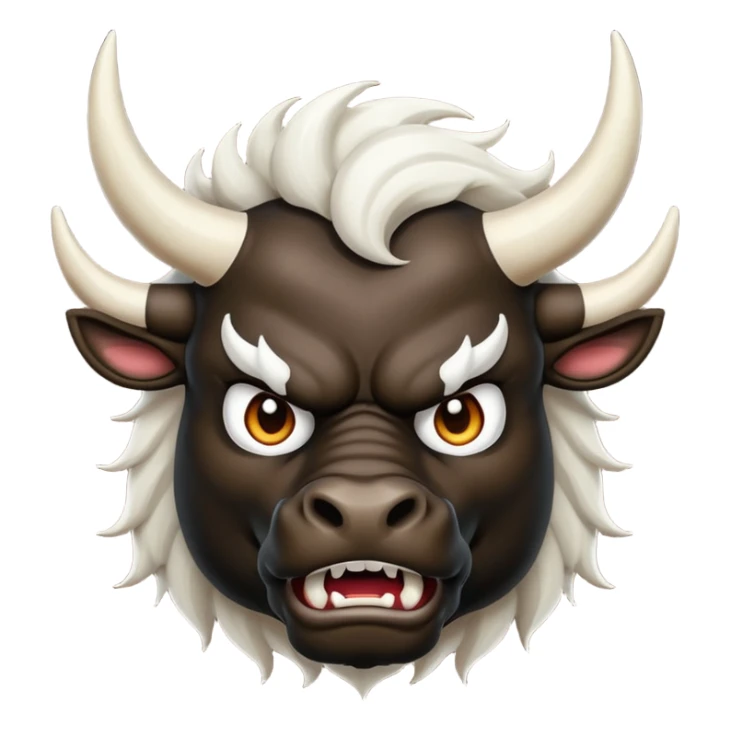 black angry powerful with white horns bull emoji sticker