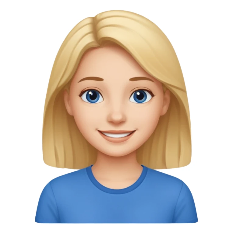 smiling girl in blue shirt sticker