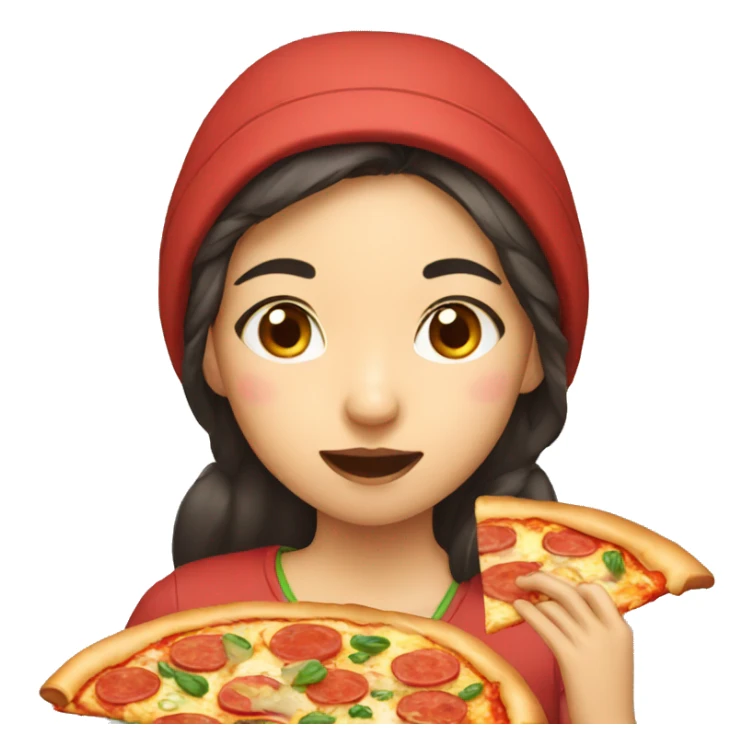 asian girl eating pizza sticker