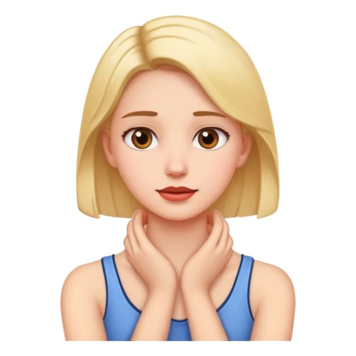 A girl holding her hands by her neck sticker