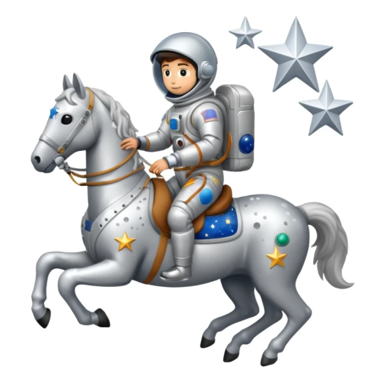astronaut on horseback with stars in background sticker